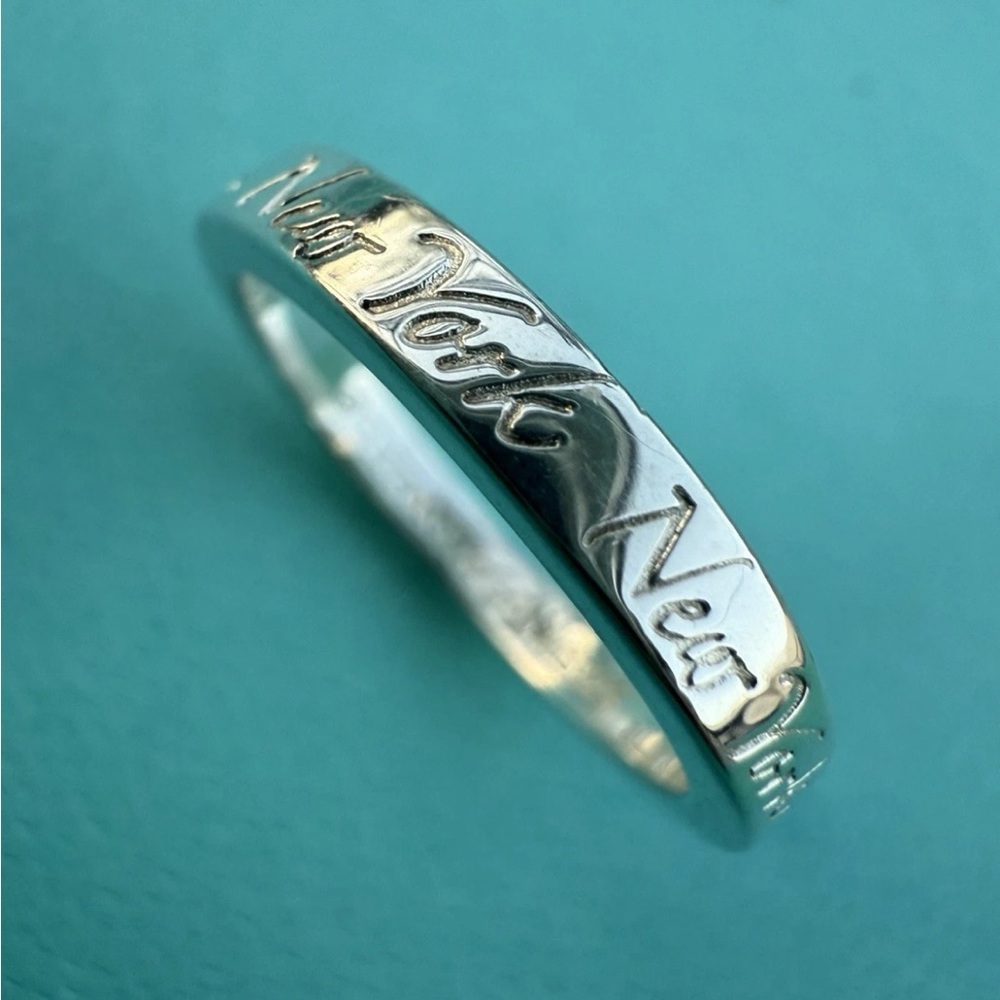 Tiffany & Co. Silver Engraved Band Ring on Blue 6.5 - Picture 2 of 11